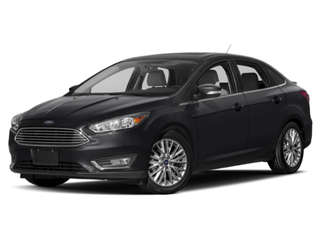 2018 Ford Focus Titanium in Shadow Black — front three-quarter view