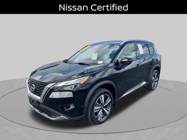 2023 Nissan Rogue SL in Super Black — front three-quarter view