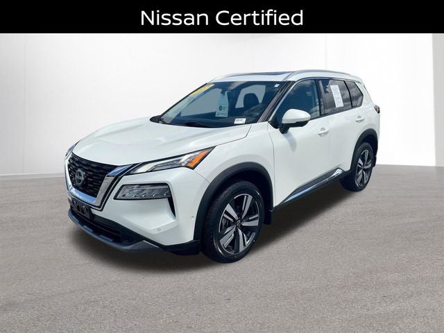 2023 Nissan Rogue SL in Pearl White Tricoat — front three-quarter view
