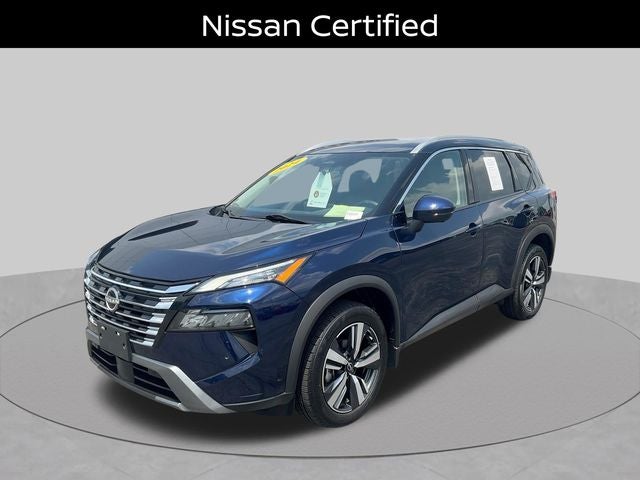 2024 Nissan Rogue SL in Deep Ocean Blue Pearl — front three-quarter view